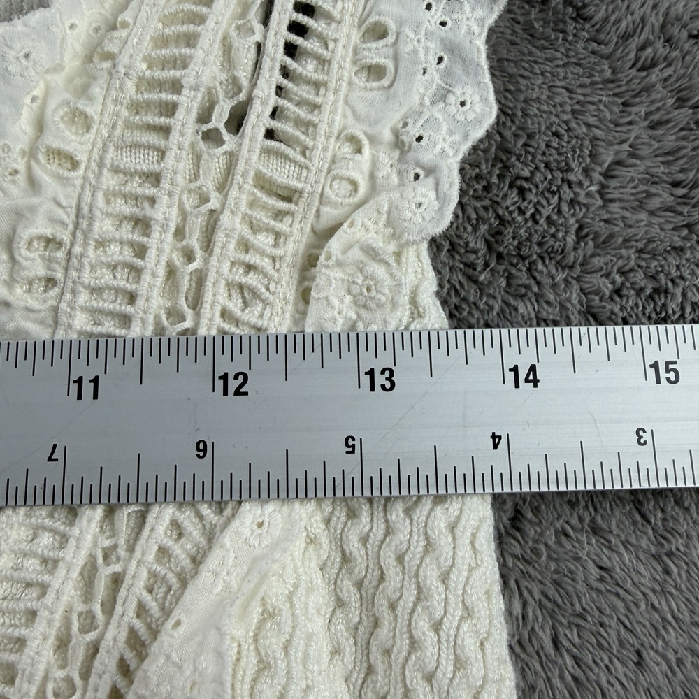 Pilcro Anthropologie Boho Button Up Shirt Womens Medium White Ivory Lace - Picture 6 of 12